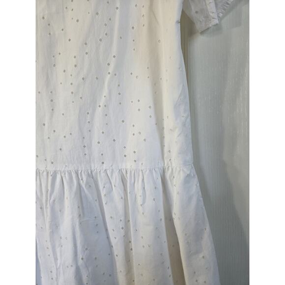 COS Flowy Cotton White Eyelet Beachy Vacation Tiered Midi Dress, Women's 10 - Picture 14 of 16
